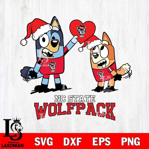 NC State Wolfpack Love Bluey Christmas Svg Eps Dxf Png File, Digital Download