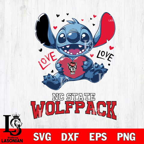 NC State Wolfpack Love Stitch, Svg Eps Dxf Png File, Digital Download