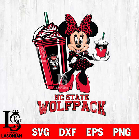 NC State Wolfpack Minnie Mouse Fan And Coffee Svg Eps Dxf Png File, Digital Download, Instant Download