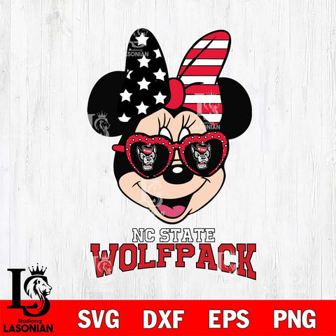 NC State Wolfpack Minnie Mouse Love 2, Svg Eps Dxf Png File, Digital Download