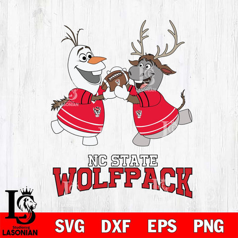 NC State Wolfpack Olaf & Sven Football Cricut,Christmas SVG DXF EPS PNG FILE, NCAA Digital Download,Instant Download, Silhouette