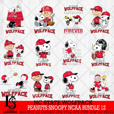 NC State Wolfpack Peanuts Snoopy Player NCAA Bundle 12 SVG DXF EPS PNG FILE,Snoopy File Cut, bundle NCAA Digital Download,Instant Download, Silhouette