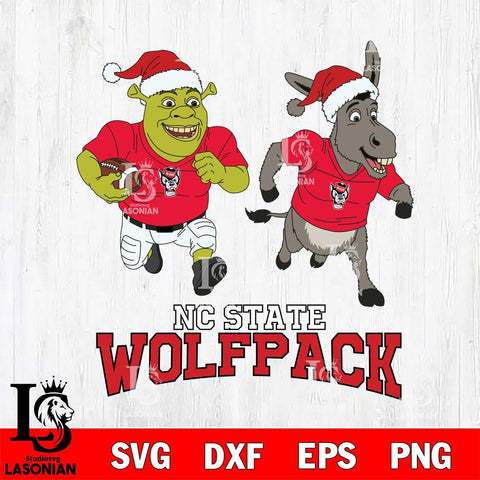 NC State Wolfpack Shrek and Donkey Football Cricut,Christmas SVG DXF EPS PNG FILE, NCAA Digital Download,Instant Download, Silhouette