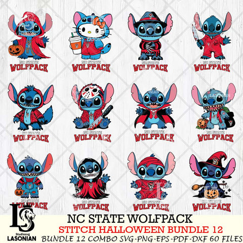 NC State Wolfpack Stitch Horror Bundle 12 SVG Svg Eps Dxf Png File, NCAA svg, Digital Download, Instant Download