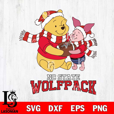 NC State Wolfpack Winnie the Pooh & Piglet Football Cricut,Christmas SVG DXF EPS PNG FILE, NCAA Digital Download,Instant Download, Silhouette