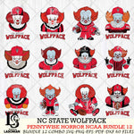 NC State Wolfpack  Pennywise Horror NCAA Bundle 12 SVG Svg Eps Dxf Png File, Digital Download