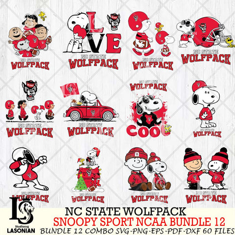 NC State Wolfpack  Snoopy NCAA Bundle 12 SVG Svg Eps Dxf Png File, Digital Download
