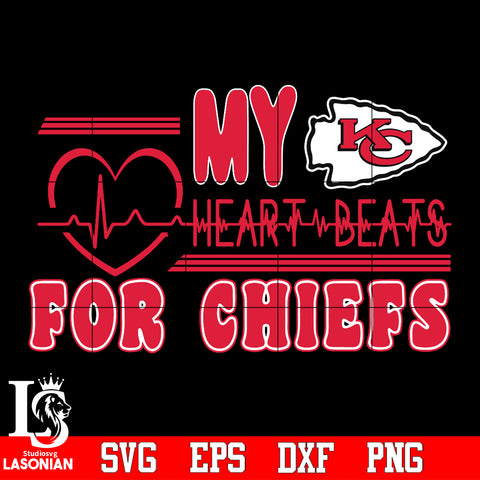 Kansas city chiefs heart Beats svg eps dxf png file ,di ,eps,dxf,png file , digital download