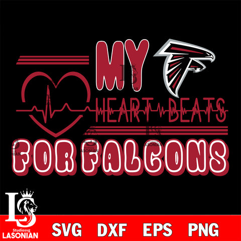 Atlanta Falcons heart Beats svg eps dxf png file ,di ,eps,dxf,png file , digital download