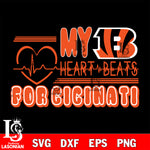 Cincinnati Bengals heart Beats svg eps dxf png file ,di ,eps,dxf,png file , digital download