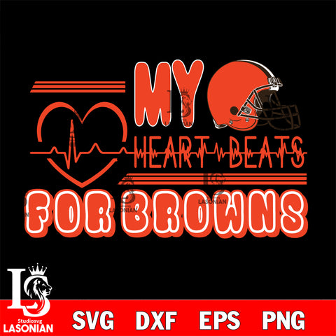 Cleveland Browns heart Beats svg eps dxf png file ,di ,eps,dxf,png file , digital download