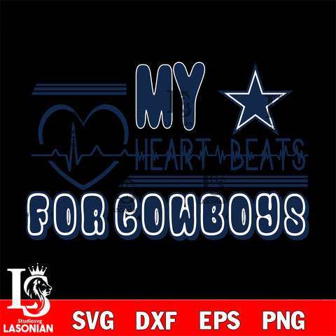 Dallas Cowboys heart Beats svg eps dxf png file ,di ,eps,dxf,png file , digital download