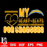 Los Angeles Chargers heart Beats svg eps dxf png file ,di ,eps,dxf,png file , digital download