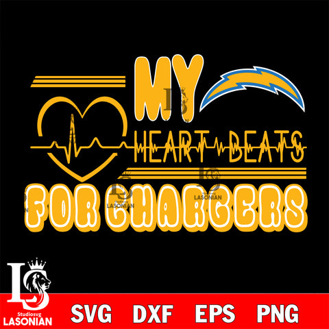 Los Angeles Chargers heart Beats svg eps dxf png file ,di ,eps,dxf,png file , digital download
