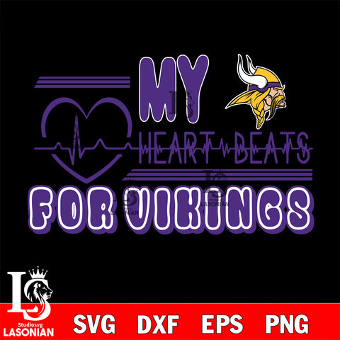 Minnesota Vikings heart Beats svg eps dxf png file ,di ,eps,dxf,png file , digital download