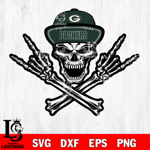 Green Bay Packers Skull svg , eps , dxf , png file , digital download
