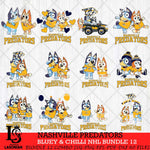 Nashville Predators Bluey & Bingo NHL Bundle 12 SVG Svg Eps Dxf Png File, Bundle NHL svg, Digital Download, Instant Download