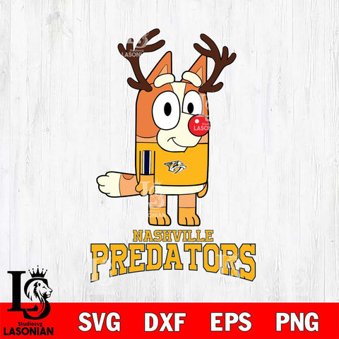 Nashville Predators Bluey Chilli Christmas Deer Svg Eps Dxf Png File, Digital Download