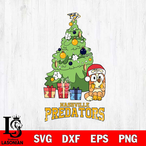 Nashville Predators Bluey Chilli Christmas Tree Svg Eps Dxf Png File, Digital Download