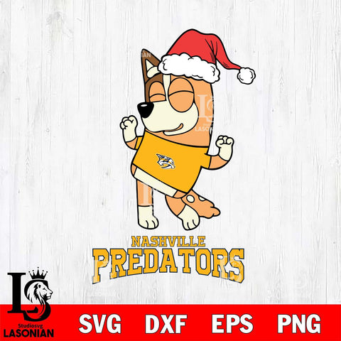 Nashville Predators Bluey Chilli Happy Christmas Svg Eps Dxf Png File, Digital Download