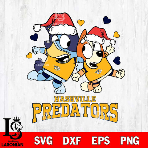 Nashville Predators Bluey Christmas NFL Svg Eps Dxf Png File, Digital Download