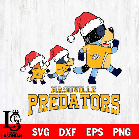 Nashville Predators Bluey Family Christmas Svg Eps Dxf Png File, Digital Download