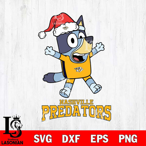 Nashville Predators Bluey Happy Christmas Svg Eps Dxf Png File, Digital Download