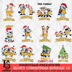 Nashville Predators Bluey Happy Christmas Bundle 12 Svg Eps Dxf Png File, Digital Download