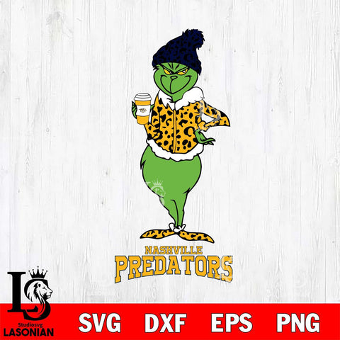 Nashville Predators Grinch Leopard Coffee Svg Eps Dxf Png File, Digital Download, Instant Download
