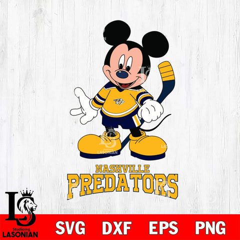 Nashville Predators Mickey NHL Hockey SVG DXF EPS PNG FILE,NHL File Cut,Disney Digital Download,Instant Download, Silhouette