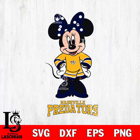 Nashville Predators Minnie Mouse NHL Hockey SVG DXF EPS PNG FILE,NHL File Cut,Disney Digital Download,Instant Download, Silhouette