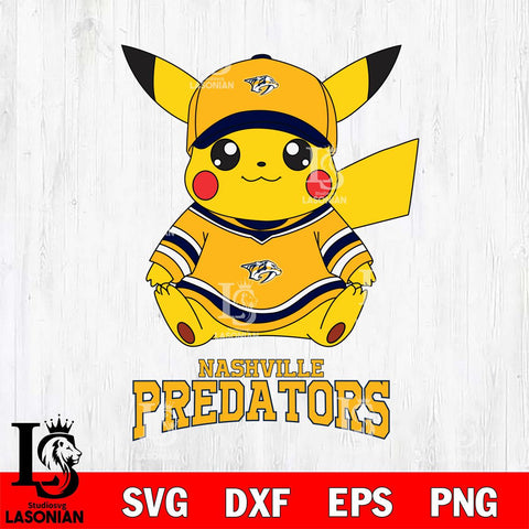 Nashville Predators Pikachu NHL Hockey SVG DXF EPS PNG FILE,NHL File Cut,Disney Digital Download,Instant Download, Silhouette