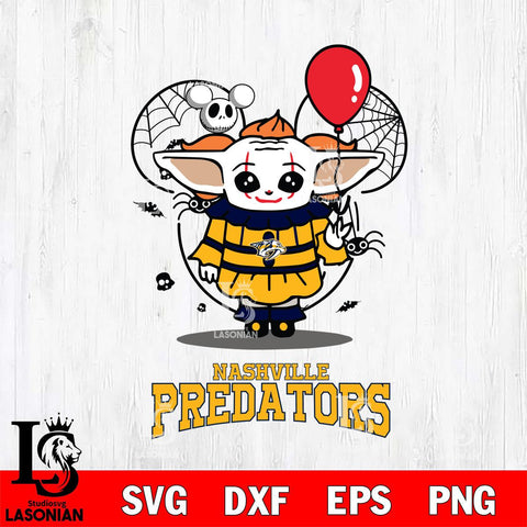 Nashville Predators Stitch Pennywise Halloween Svg Eps Dxf Png File, Digital Download, Instant Download