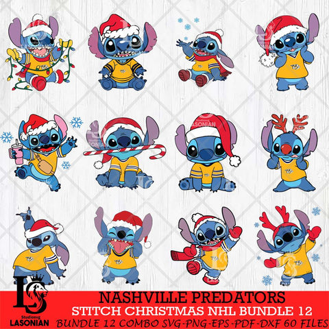 Nashville Predators Stitch Sport Christmas NHL Bundle 12 Svg Eps Dxf Png File, Digital Download, Instant Download