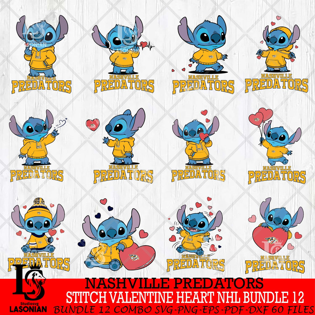 Nashville Predators Stitch Valentine Heart NHL Bundle File cut ...