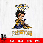 Nashville Predators Style Black Fan Girl Betty Boop, Svg Eps Dxf Png File, Digital Download