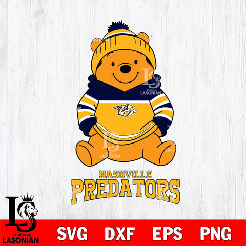 Nashville Predators Winnie The Pooh Hockey SVG DXF EPS PNG FILE,NHL File Cut,Disney Digital Download,Instant Download, Silhouette
