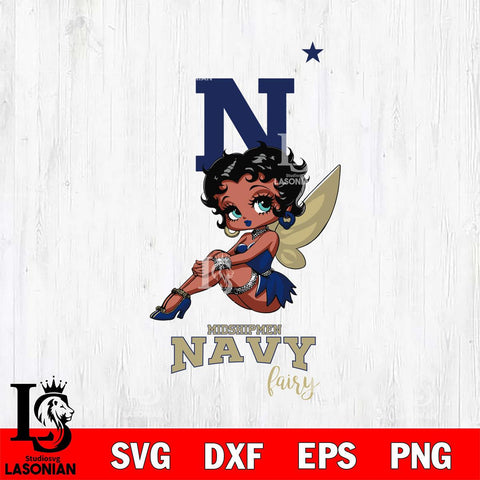 Navy Midshipmen Beauty Black Fairy Betty Boop, Svg Eps Dxf Png File, Digital Download