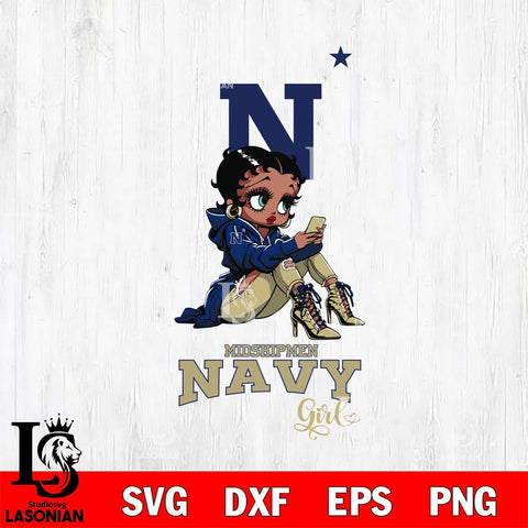 Navy Midshipmen Beauty Black Fan Girl Football, Svg Eps Dxf Png File, Digital Download