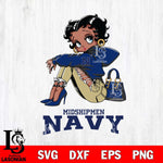 Navy Midshipmen Betty Boop Black Fan Girl Svg Eps Dxf Png File, Digital Download, Instant Download