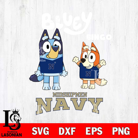 Navy Midshipmen Bluey & Bingo 4 Svg Eps Dxf Png File, NCAA svg, Digital Download, Instant Download