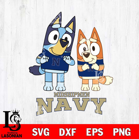 Navy Midshipmen Bluey & Bingo 6 Svg Eps Dxf Png File, NCAA svg, Digital Download, Instant Download
