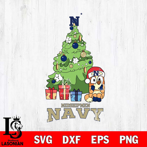Navy Midshipmen Bluey Chilli Christmas Tree Svg Eps Dxf Png File, Digital Download