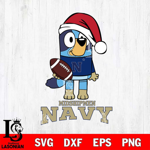 Navy Midshipmen Bluey Christmas Svg Eps Dxf Png File, Digital Download