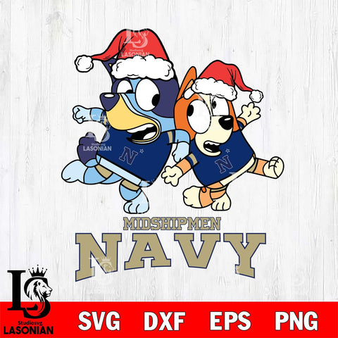 Navy Midshipmen Bluey Christmas Holiday Svg Eps Dxf Png File, Digital Download