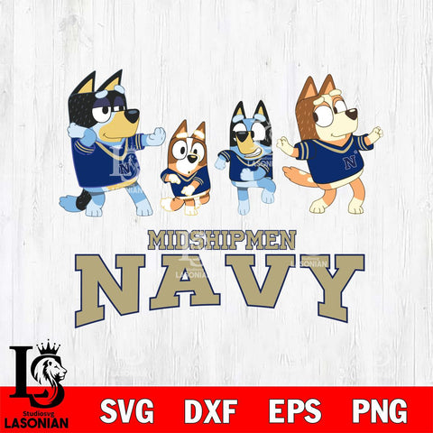 Navy Midshipmen Bluey Dance Mode Squats Svg Eps Dxf Png File, Digital Download, Instant Download