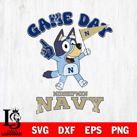 Navy Midshipmen Bluey Game Day Svg Eps Dxf Png File, Digital Download, Instant Download
