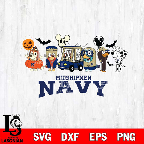Navy Midshipmen Bluey Halloween Svg Eps Dxf Png File, Digital Download, Instant Download