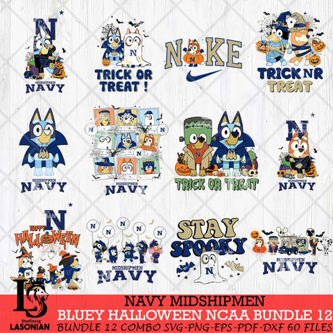 Navy Midshipmen Bluey Halloween NCAA 12 SVG Eps Dxf Png File, Bundle NCAA svg, Digital Download, Instant Download