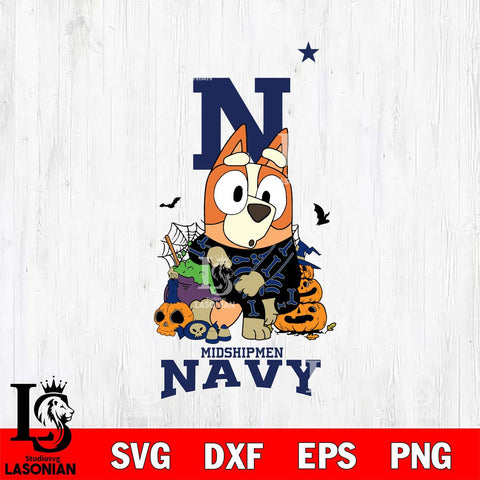 Navy Midshipmen Bluey Halloween NCAA Svg Eps Dxf Png File, Digital Download, Instant Download